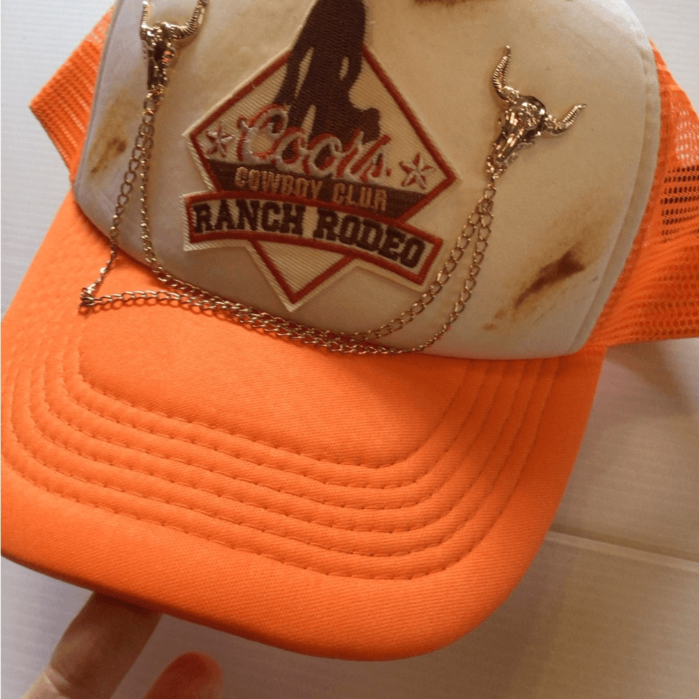 NEW! Upcycled Coors Ranch Rodeo Orange Cap - Picture 3 of 7